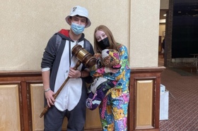 Group of people celebrating on stage