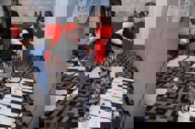 Group of people celebrating on stage