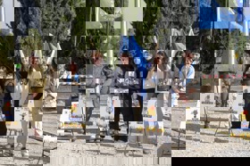 Group of people celebrating on stage