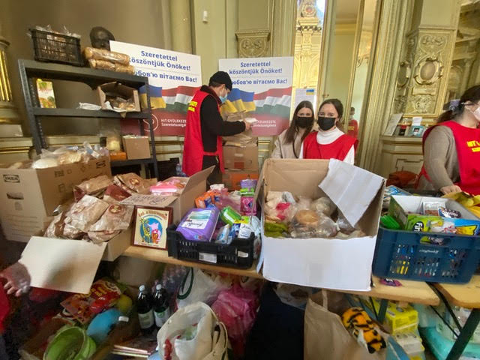 Group of people celebrating on stage