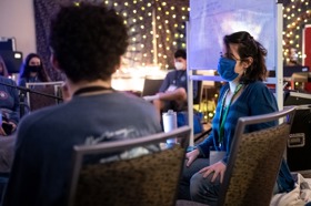 Group of people celebrating on stage