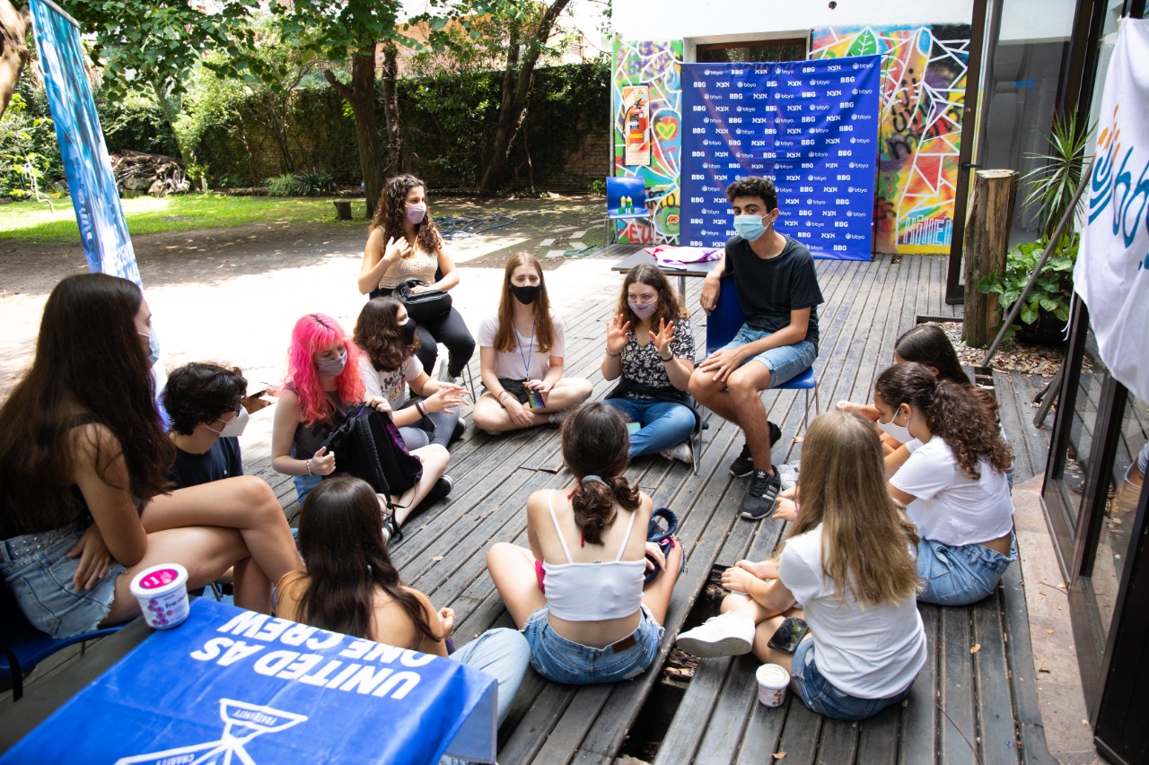 Group of people celebrating on stage