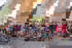 Group of people celebrating on stage