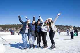 Group of people celebrating on stage