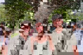 Group of people celebrating on stage