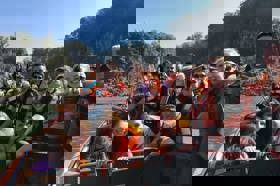 Group of people celebrating on stage