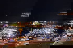 Group of people celebrating on stage