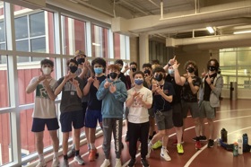 Group of people celebrating on stage