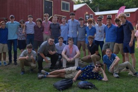 Group of people celebrating on stage