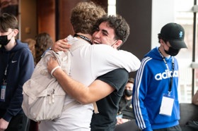 Group of people celebrating on stage