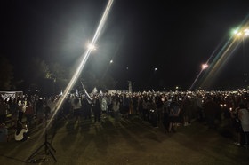 Group of people celebrating on stage