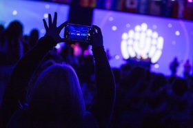 Group of people celebrating on stage