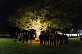 Group of people celebrating on stage