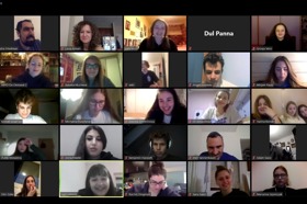 Group of people celebrating on stage