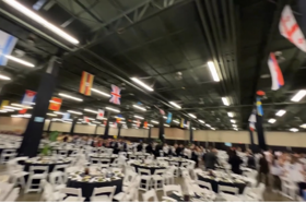 Group of people celebrating on stage