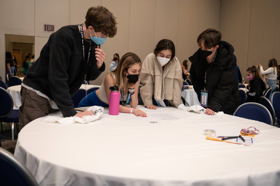 Group of people celebrating on stage