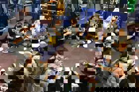 Group of people celebrating on stage